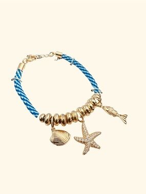 House of Harlow 1960 Gold Seashell & Starfish Charm Bracelet